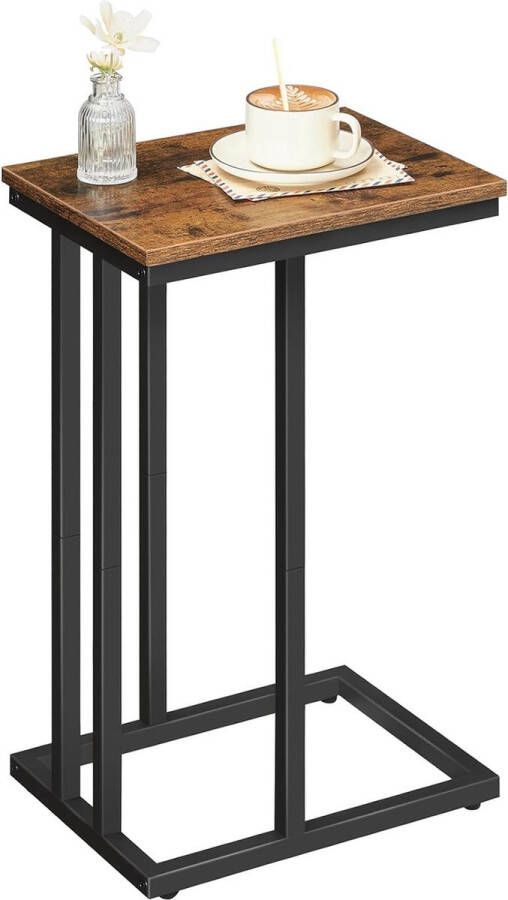 ShopbijStef Muurtafel Bijzettafel Salontafel Nachtkastje Bijzettafels Donker Bruin