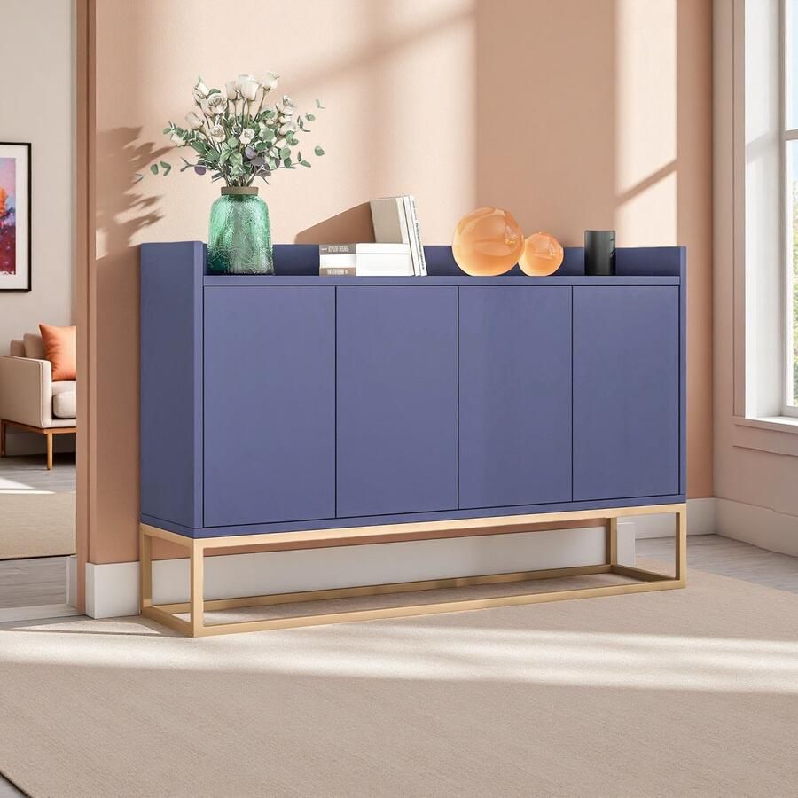 SHOPENTRA Modern Dressoir met 4 Deuren – Minimalistisch Sideboard zonder Handgrepen voor Woonkamer Eetkamer of Keuken