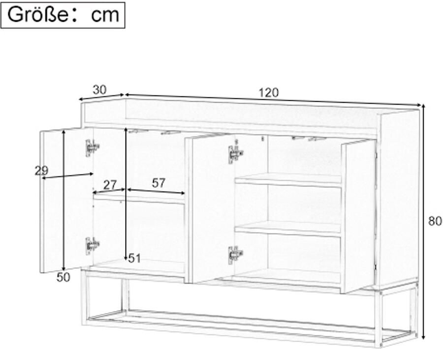 SHOPENTRA Modern Witte Sideboard 4-Deurs – Greeploos – Minimalistisch Design voor Woonkamer & Keuken