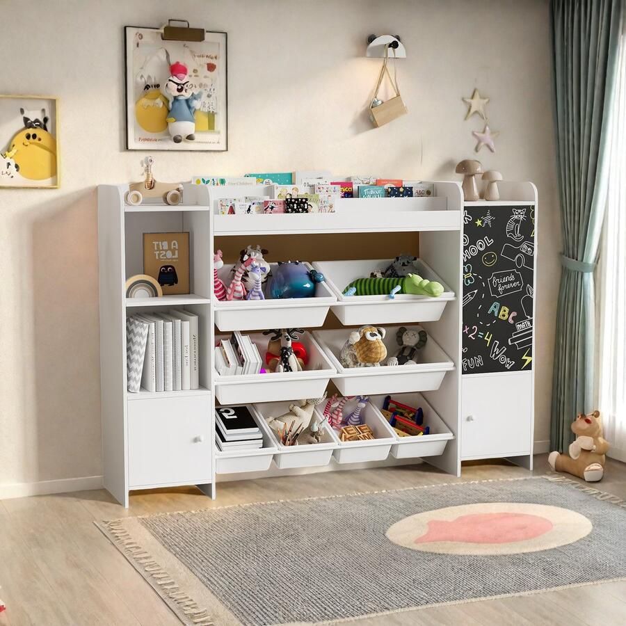 SHOPENTRA Multifunctionele Kinderboekenkast – 80 6 x 30 x 94 5 cm Opbergmeubel voor Kinderkamer Praktisch & Stijlvol