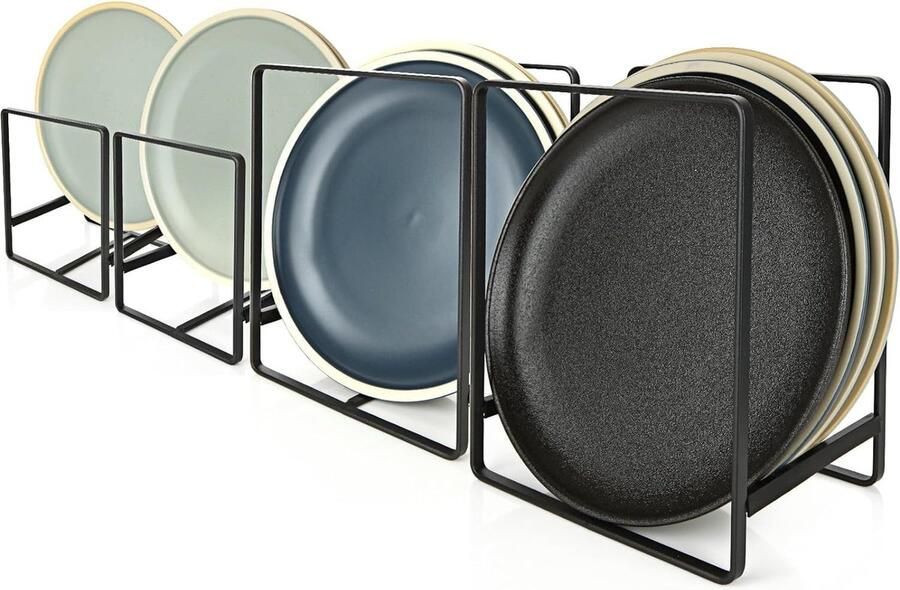 ShopHaven 4 Stuks Bordenhouder Set Metaal Organiser Vaatrek voor Keukenkast Geschikt voor Opslag van Borden Bestek en Pannendeksels Multifunctionele Keukenopberger
