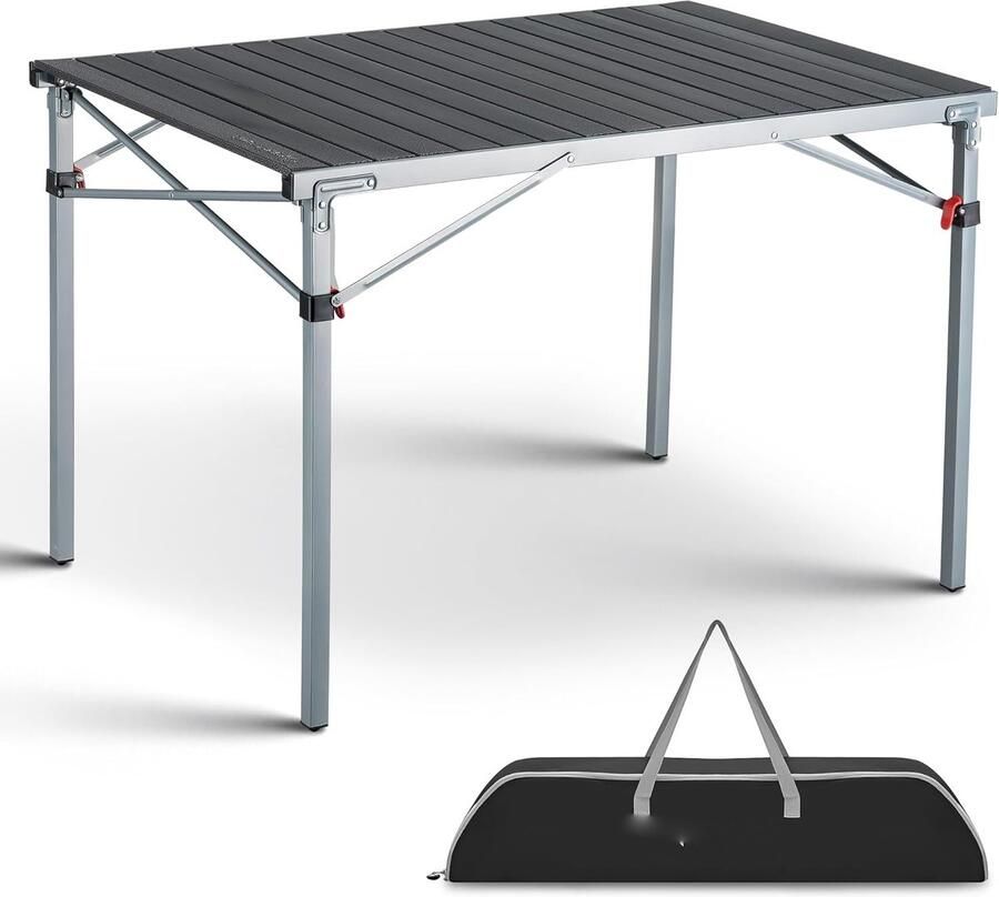 ShopHaven Aluminium Camping Tafel Opvouwbare Vouwtafel voor 4-6 Personen Draagvermogen tot 80 kg 107 × 70 × 70 cm Camping Bureau Tafel Buiten Tafel Vouwbare Tafel
