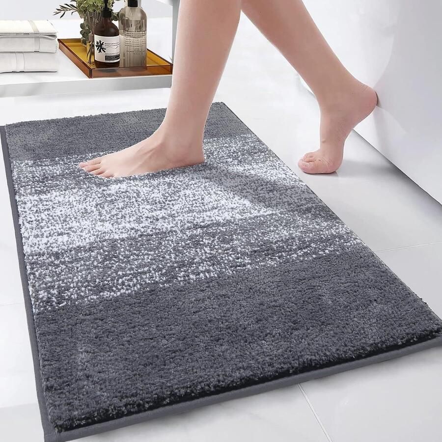 ShopHaven Badmat van Extra Zachte Microvezel – 60x90 cm – Antislip Wasbare Badkamermat – Donkergrijs Fluffy Badkleed – Waterabsorberende Douchemat – Luxe Zachte Badmat – Microvezel Vloerkleed voor Badkamer