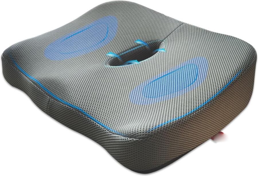 ShopHaven Comfort Geheugenschuim Zitkussen voor Kantoorstoelen – Coccyx Ondersteuning Ergonomisch Kussen voor Kantoor Eetstoelen Gamingstoelen Rolstoelen en Autozitjes – Grijs - Foto 2