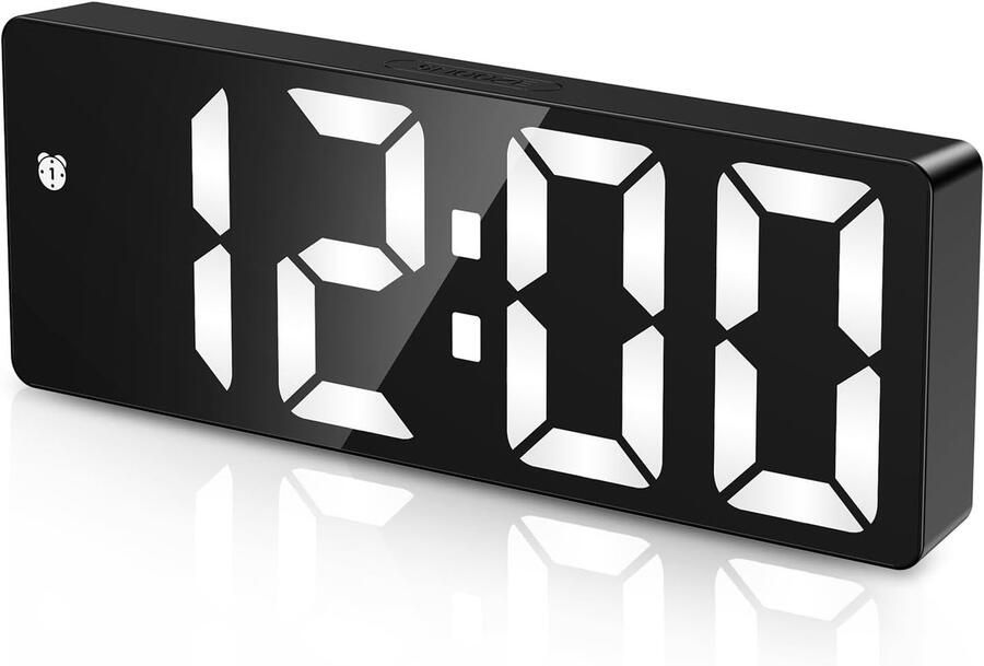 ShopHaven Digitale Wekker met Groot LED Scherm 6.5 Inch Bed Alarm Clock Type-C & Batterij Aangedreven Slaapkamer Wekker met Snooze Datumweergave Nachtkastje Klok 5 Helderheidsniveaus Zomertijd Functie Voor Slaapkamer & Kantoor