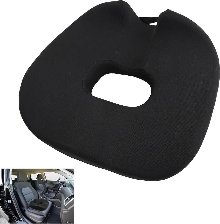 ShopHaven Ergonomisch Zitkussen van Traagschuim 47x46 cm Orthopedisch Kussen voor Bureaustoel en Autostoel Anti-Slip Wasbare Hoes voor Stuitpijn en Ischias Verlichting
