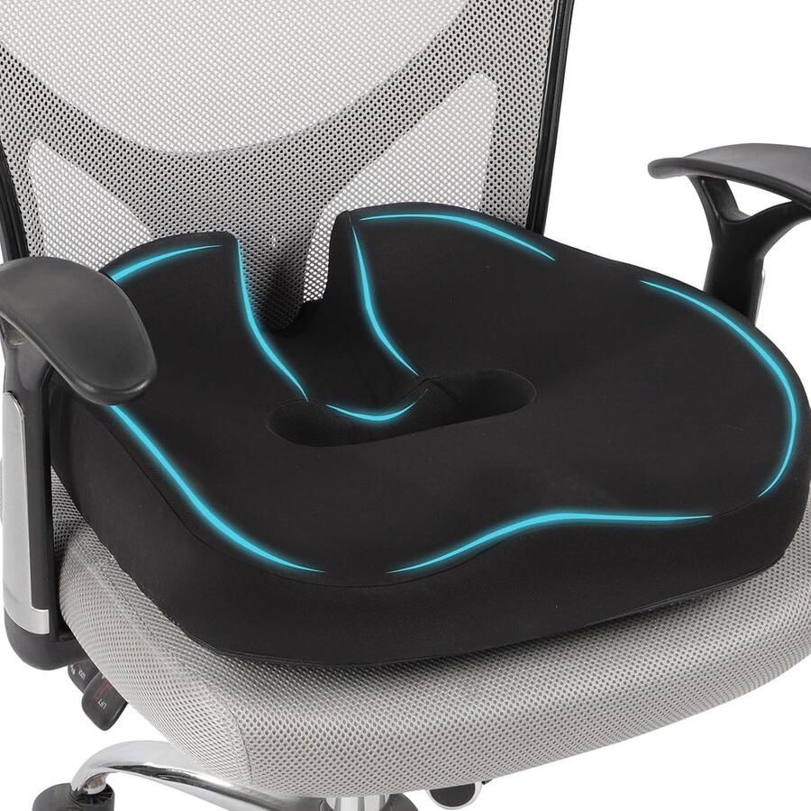 ShopHaven Ergonomisch Zitkussen voor Kantoorstoel Coccyx Kussen Donut Kussen voor Drukverlichting Memory Foam Stoelkussen voor Heupen Coccyx en Lumbale Ondersteuning Ideaal voor Langdurig Zitten