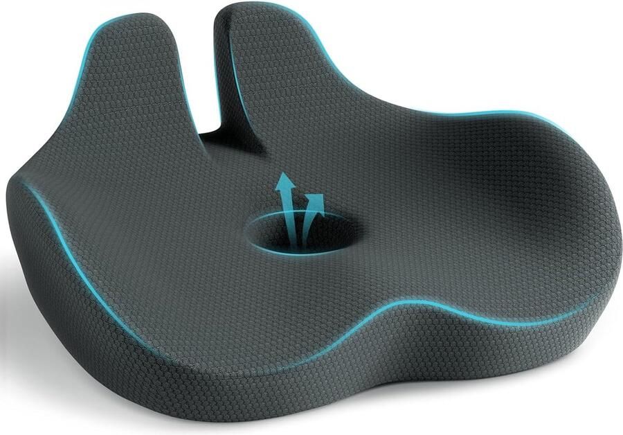 ShopHaven Ergonomisch Zitkussen voor Kantoorstoel Orthopedisch Geheugenfoam Kussen voor Auto Rolstoel Gaming Stoel Verlichting bij Stuitbeen Sciatica Pijn en Rugklachten