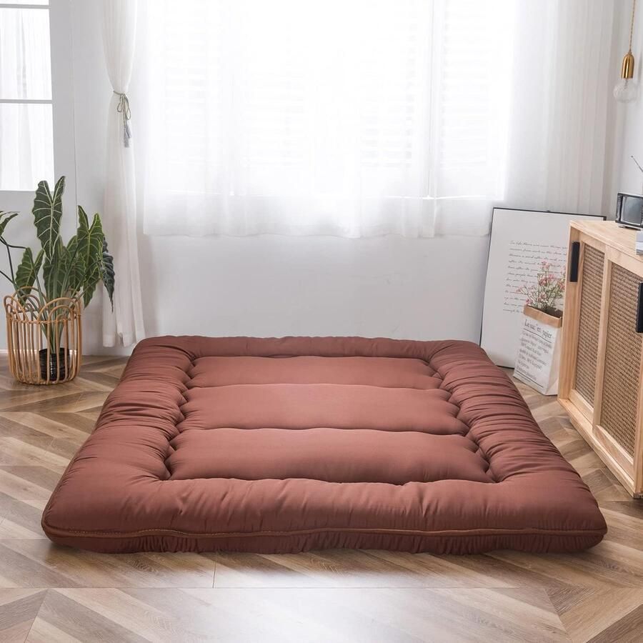 ShopHaven Gequilte Japanse Futon Matras Extra Dikke Opvouwbare Slaapmat met Ademend Kussen Vloermatras voor Logeerbed of Lounger King Size Bluestone Kleur