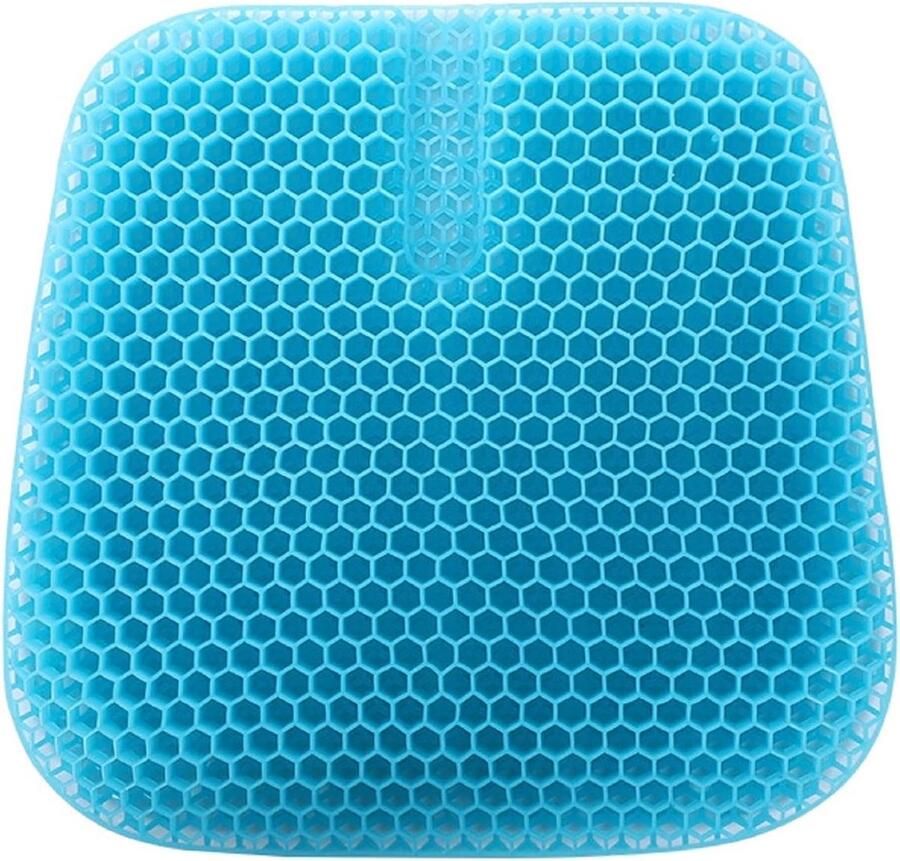 ShopHaven Gel Zitkussen Orthopedisch Ademend Zitkussen met Honingraat Bionisch Ontwerp Zitkussen voor Bureaustoel Auto en Thuisgebruik 47x42x3 cm Blauw Antislip Hoes
