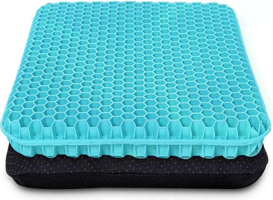 ShopHaven Gel Zitkussen Dik Stoelkussen met Antislip Hoes Ademend Honingraat Design Drukverlagend Zitkussen voor Auto Bureaustoel en Rolstoel Melkblauw