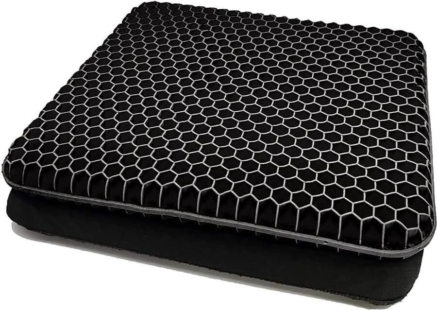 ShopHaven Gel Zitkussen Orthopedisch Zitkussen met Innovatieve Honingraatstructuur Ademend Zitkussen voor Auto Bureaustoel en Rolstoel Antislip Hoes