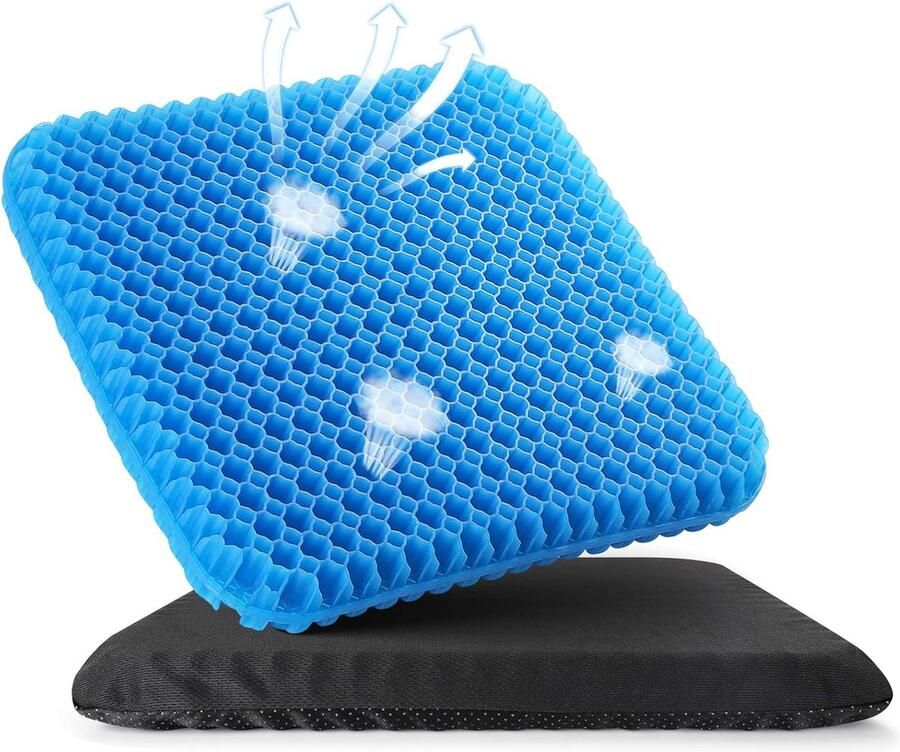ShopHaven Gel Zitkussen Orthopedisch Verbeterd Zitkussen voor Bureaustoel Ademend met Antislip Hoes Zitkussen voor Rolstoel Auto en Thuisgebruik