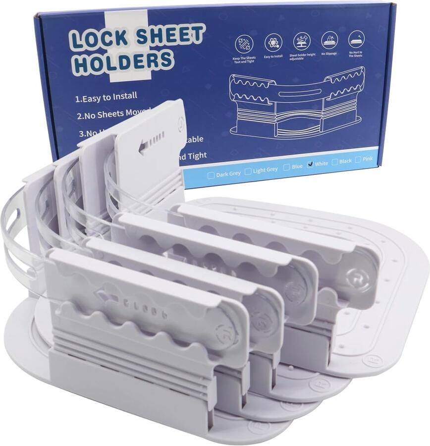ShopHaven Hoeslaken Houder met Sluitband – Grote Bed Clips voor Matras 6-15 cm – Laken Spanners voor Strakke en Stevige Bevestiging – Hoeslaken Fixatie voor Bedtextiel – Antislip Lakenhouders voor Beddengoed Ask ChatGPT