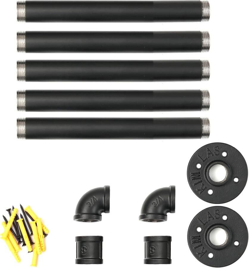 ShopHaven Industriële Kledingstang voor Aan de Muur Stijlvol en Ruimtebesparend Verwijderbare Planken Zwart Staal Maatnaam: 70cm