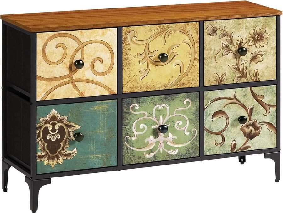 ShopHaven Ladekast met 6 Lades Slaapkamer Ladekast Opbergkast voor Slaapkamer Meubels Ladekast voor Keuken Kantoor Hal TV Meubel met Lades Landelijke Stijl