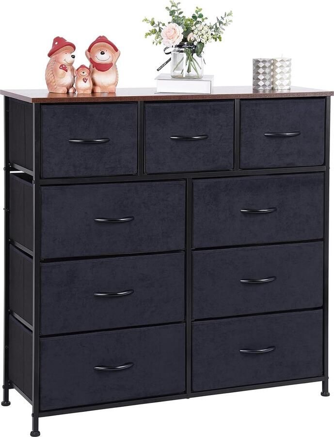 ShopHaven Ladekast met Stoffen Lades Sideboard voor Woonkamer 9 Lades Commode voor Slaapkamer Hal Keuken Kantoor Organiseer en Berg Spullen Op