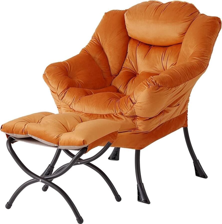 ShopHaven Lazy Chair Moderne Lounge Stoel met Armleuningen en Zijklep Gestoffeerde Leunstoel Set voor Vrije Tijd Leesstoel met Voetensteun voor Kleine Ruimtes Hoekstoel voor Woonkamer en Slaapkamer
