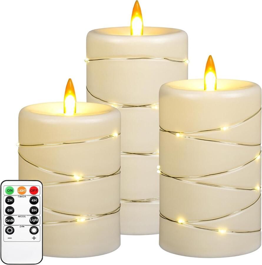 ShopHaven LED Vlam Kaars met Dynamisch Vlam Effect Realistische Sfeerverlichting Flameless Batterij Kaars Afstandsbediening met Timer Decoratieve LED Kaars voor Woonkamer Tafel Feest en Kerst