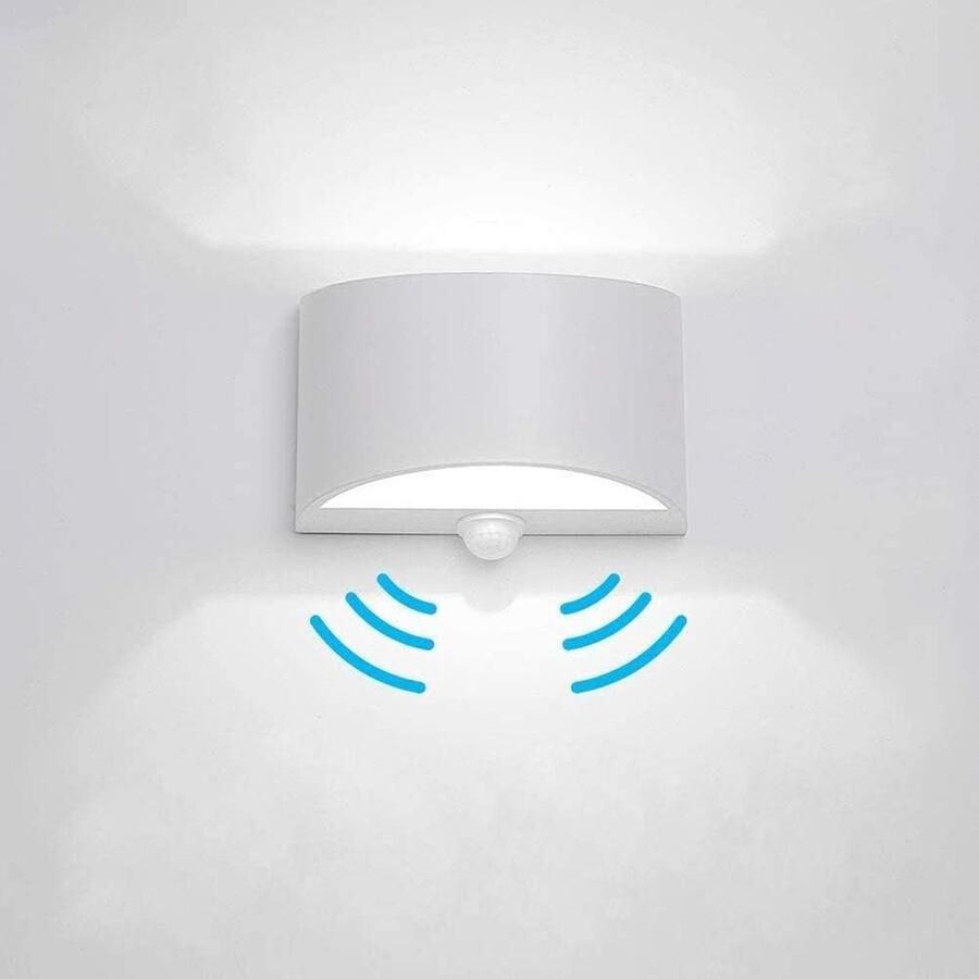 ShopHaven LED Wandlamp met Bewegingssensor Binnenverlichting -- Op en Neer Koud Wit 7W Aluminium Voor Woonkamer Slaapkamer Gang Trap en Badkamer