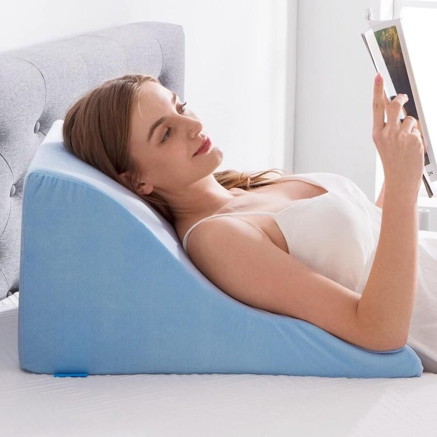 ShopHaven Leeskussen met Traagschuim – Wigvormig Rugkussen – Ergonomisch Steunkussen – Bed en Bank – Ideaal bij Lezen Gamen Ontspannen of TV Kijken – Rugsteun Kussen – Comfortabel en Ondersteunend Ask ChatGPT
