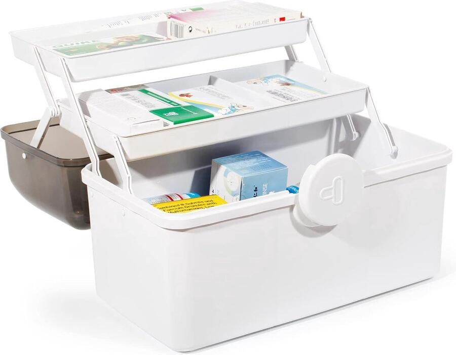 ShopHaven Medicijnenopslag Grote Medicijndoos Veilige en Georganiseerde Opbergdoos Wit