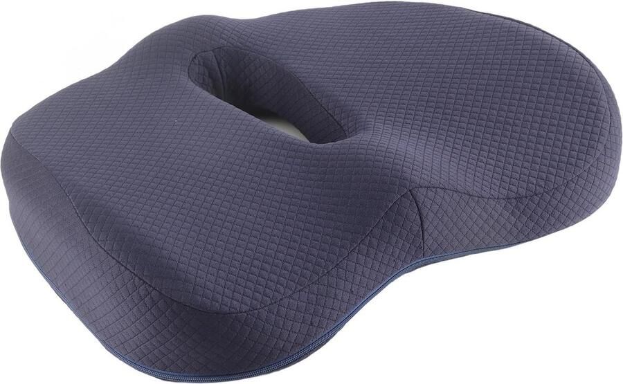 ShopHaven Memory Foam Zitkussen Ademend Ovaal Hol Kussen Orthopedisch Kussen voor Stuitbeenpijn Ischias en Aambeien Gel Versterkt voor Kantoorstoel en Auto Pijnverlichting