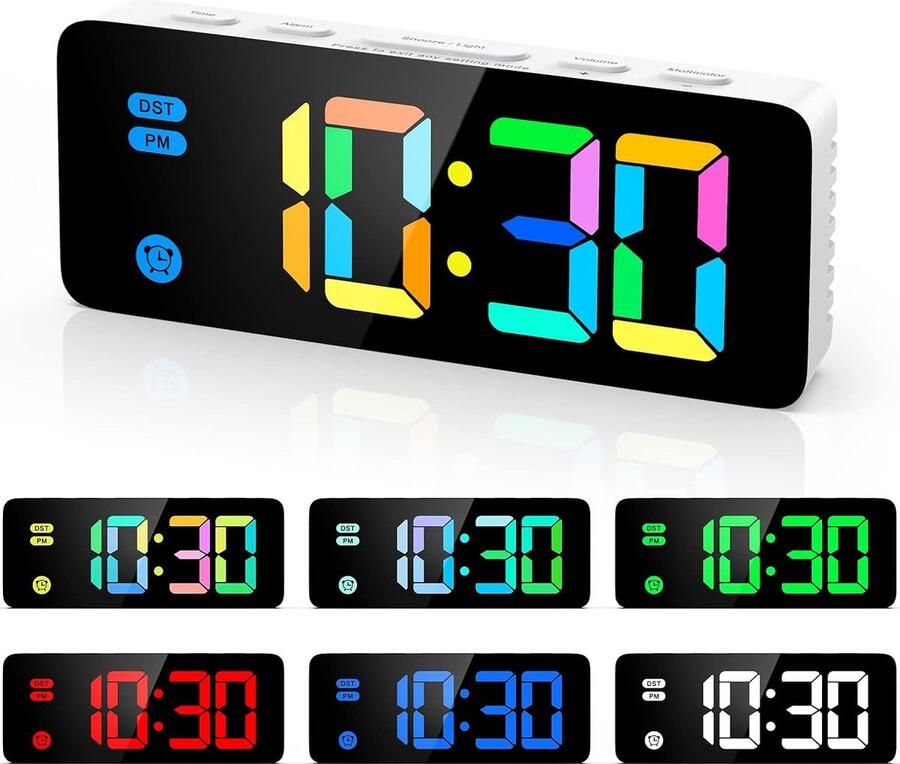 ShopHaven Nachtkastje Klok LED Scherm Aanpasbare Helderheid Snooze-Functie Kinderwekker Modern Ontwerp Slaapkamerklok met USB Oplaadpoort