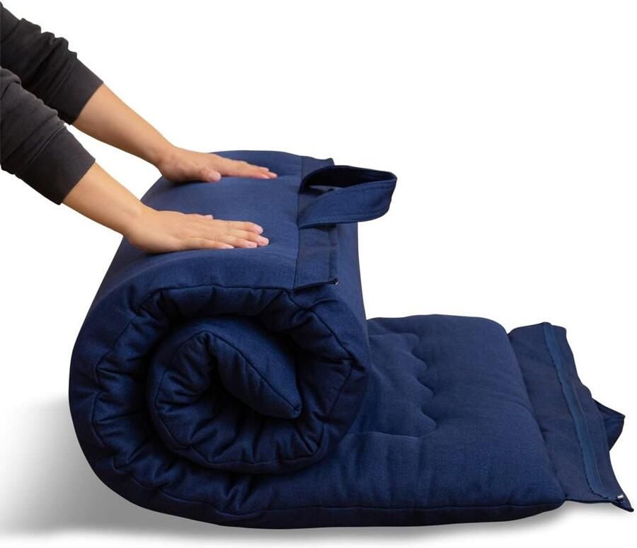 ShopHaven Opvouwbaar Futon Matras Draagbaar & Compact Slaapmatras Geheugenschuim & Hypoallergeen Met Handvat & Ritssluiting Voor Camping Logees Auto & Binnengebruik