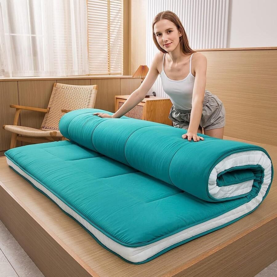 ShopHaven Opvouwbare Logeermatras 60x190x7 cm 4-delig Afneembare Wasbare Hoes Vouwmatras Campingbed Reisbed Extra Slaapplaats Grijs Weergavehoogte van het artikel: 7 0 centimeter - Foto 2
