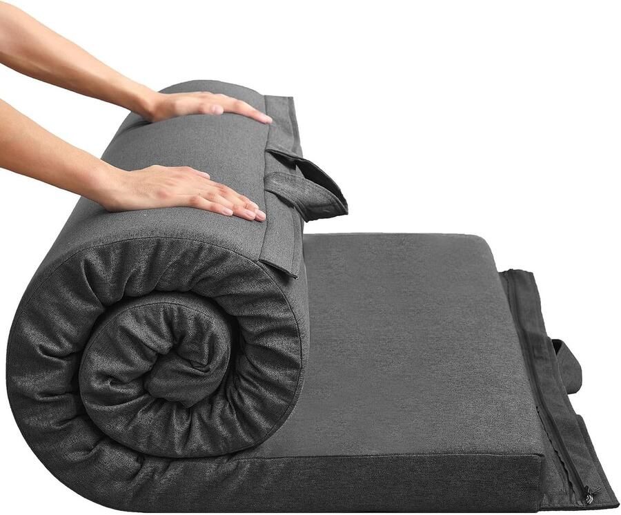 ShopHaven Opvouwbare Matras 4-Delig 120x195x15 cm Vouwbaar Logeerbed met Afneembare Hoes Wasbaar en Inklapbaar Reismatras Camping Matras Gastbed Grijs Hoogte van het artikel: 15 0 centimeter - Foto 2