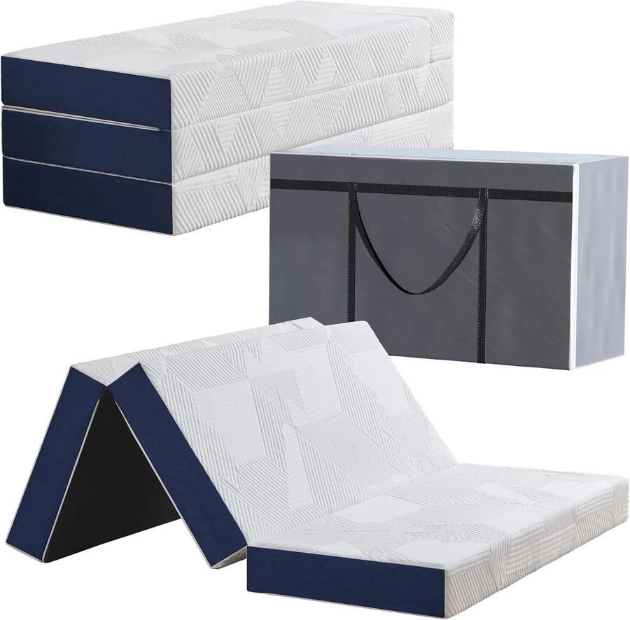 ShopHaven Opvouwbaar Futonmatras met Handgreep en Rits Logeermatras voor Binnen & Buiten Campingmatras met Hypoallergene Bekleding Dikke Schuimvulling 71x190 cm Gastmat