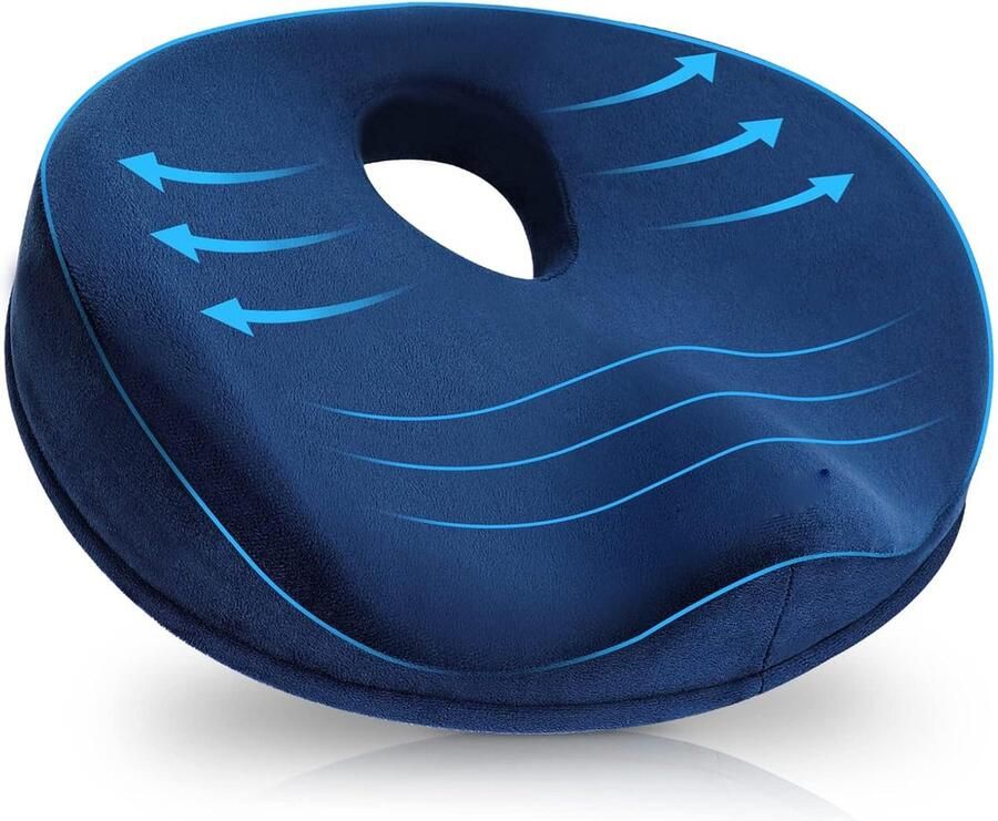 ShopHaven Orthopedisch Memory Foam Zitkussen Ergonomisch Kussen voor Aambeien Stoelring voor Stuitbeen Pijnverlichting Sciatica Ondersteuning Kantoorstoel Kussen Comfortabel Zitten