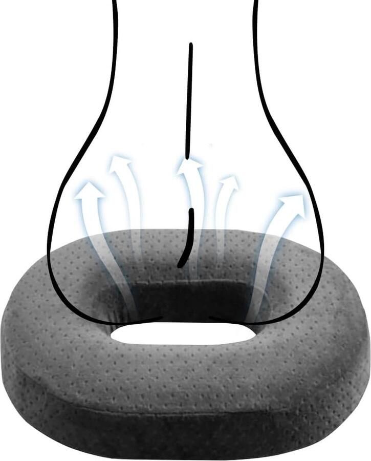 ShopHaven Orthopedisch Rond Zitkussen voor Aambeien – Donut Kussen van Traagschuim – Comfortabel Stoelkussen voor Bureau Auto Bank en Kantoorstoel – Grijs
