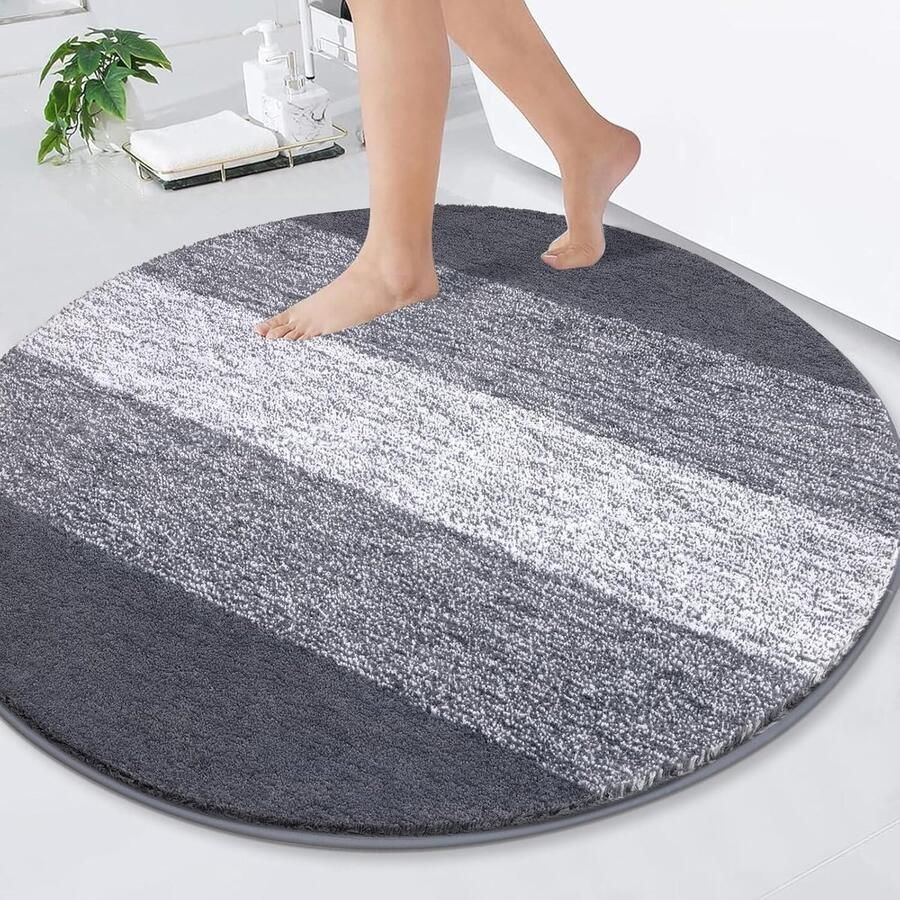 ShopHaven Ronde Badmat Ø120 cm – Antislip Douchemat – Wasbare Cirkelvormige Badkamermat – Groot Rond Badkleed – Vloerkleed voor Douche Bad en Ingang – Grijs Ask ChatGPT
