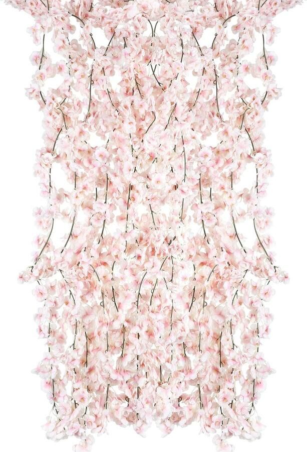 ShopHaven Set van 8 Kunstmatige Kersenbloesem Kransen Hangende Bloemenlianen Bruiloft Versiering Tafel Achtergrond Decoratie Roze Bloemen Wanddecoratie