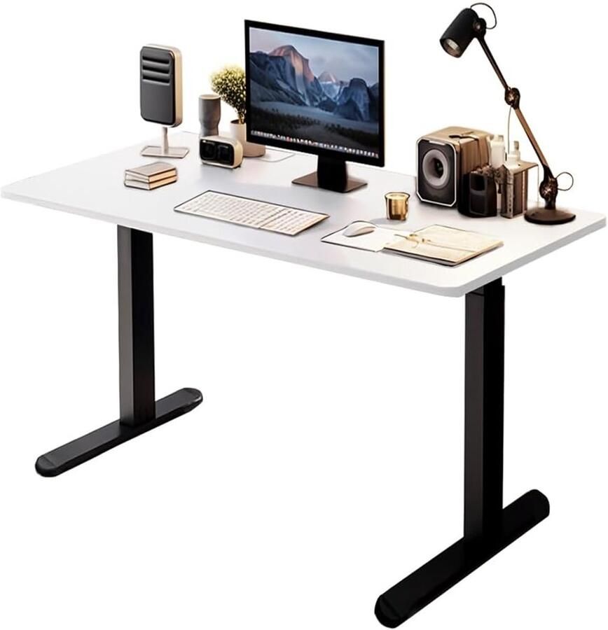 ShopHaven Verstelbaar Zit-Sta Bureau Stabiele Werktafel voor Thuiswerkplek Hoogte Verstelbaar Bureau Witte Bureau 120 cm Ergonomisch Werken