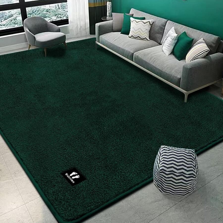 ShopHaven Vloerkleed 120x160 cm – Modern Shaggy Hoogpolig Tapijt – Donkergroen Antislip Vloerkleed – Luxe Wasbaar Karpet voor Woonkamer Slaapkamer of Hal – Zacht Groot Tapijt voor Thuisdecoratie en Comfort Ask ChatGPT