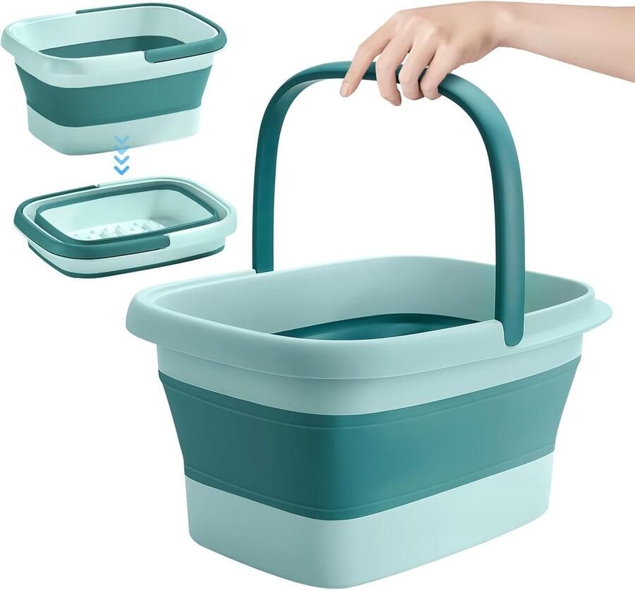 ShopHaven Voetenbad Grote Voetenbadkuip Opvouwbaar Stevig Plastic Pedicure Voetenbad Voeten Soak Wellness Voetverzorging Detoxificatie Ontspanning Spa Thuis Groen