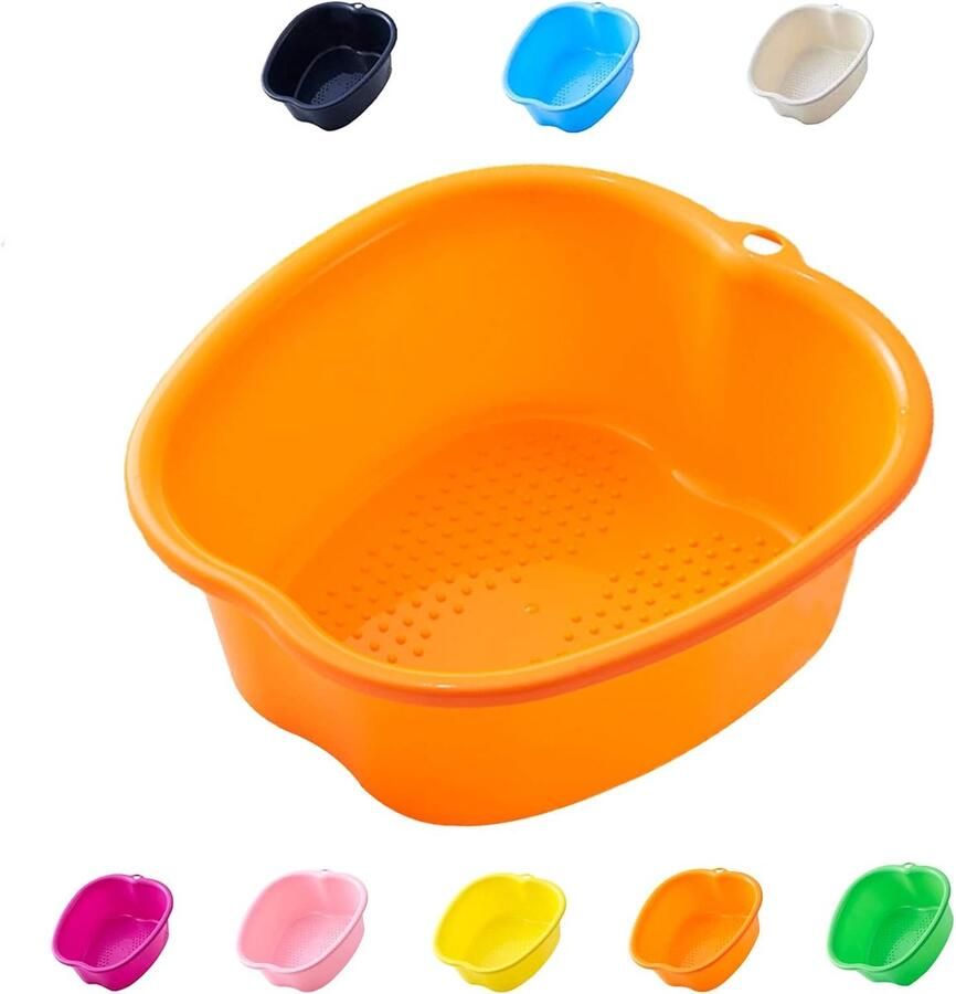 ShopHaven Voetenbad Kom Groot Kunststof Voetspa Bak Hydromassage Voetbad Pedicure Kom Ontspannend Spa Bad voor Voetverzorging Eelt en Dode Huid Verwijdering Detox Massage Oranje