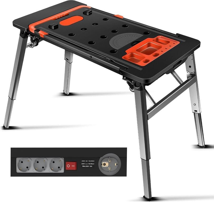 ShopHaven Vouwbare 7-in-1 Werkbank Multifunctionele Opvouwbare Werktafel voor Thuisgebruik en Doe-Het-Zelf Werkplaats Stabiele en Ruimtebesparende Werkplek