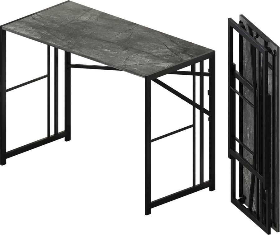 ShopHaven Vouwbare Computerbureau 103 cm Schrijf- en Gaming Bureau Camping Tafel Geen Montage Vereist Thuis Office Bureau Grijs