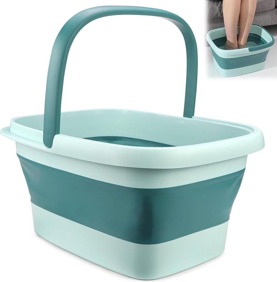 ShopHaven Vouwbare Voetbad 15 Liter Voetbad met Massagefunctie Voetbad voor Gezondheid en Vermoeidheidsverlichting Lichtgroen Ontspannend Voetbad voor Thuisgebruik Verzorging en Ontspanning Ideaal voor Vermoeide Voeten