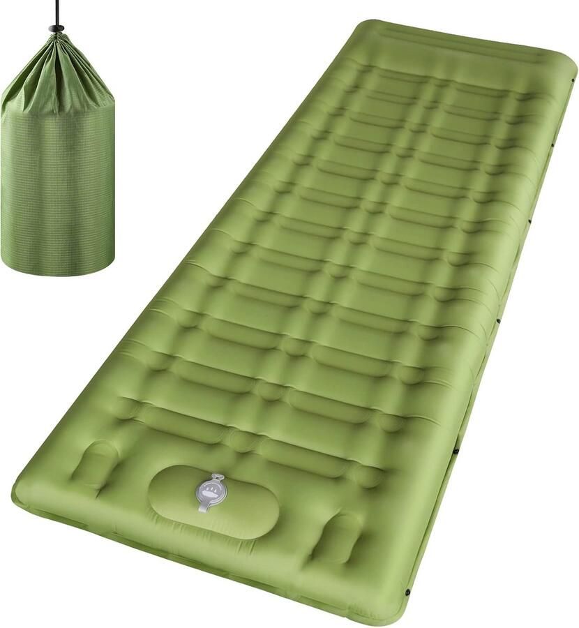 ShopHaven Zelfopblazende Camping Slaapmat 12 cm Dikke Opvouwbare Mat Lichtgewicht en Waterdicht Met Geïntegreerde Luchtpomp Ideaal voor Kamperen Trekking en Tentgebruik