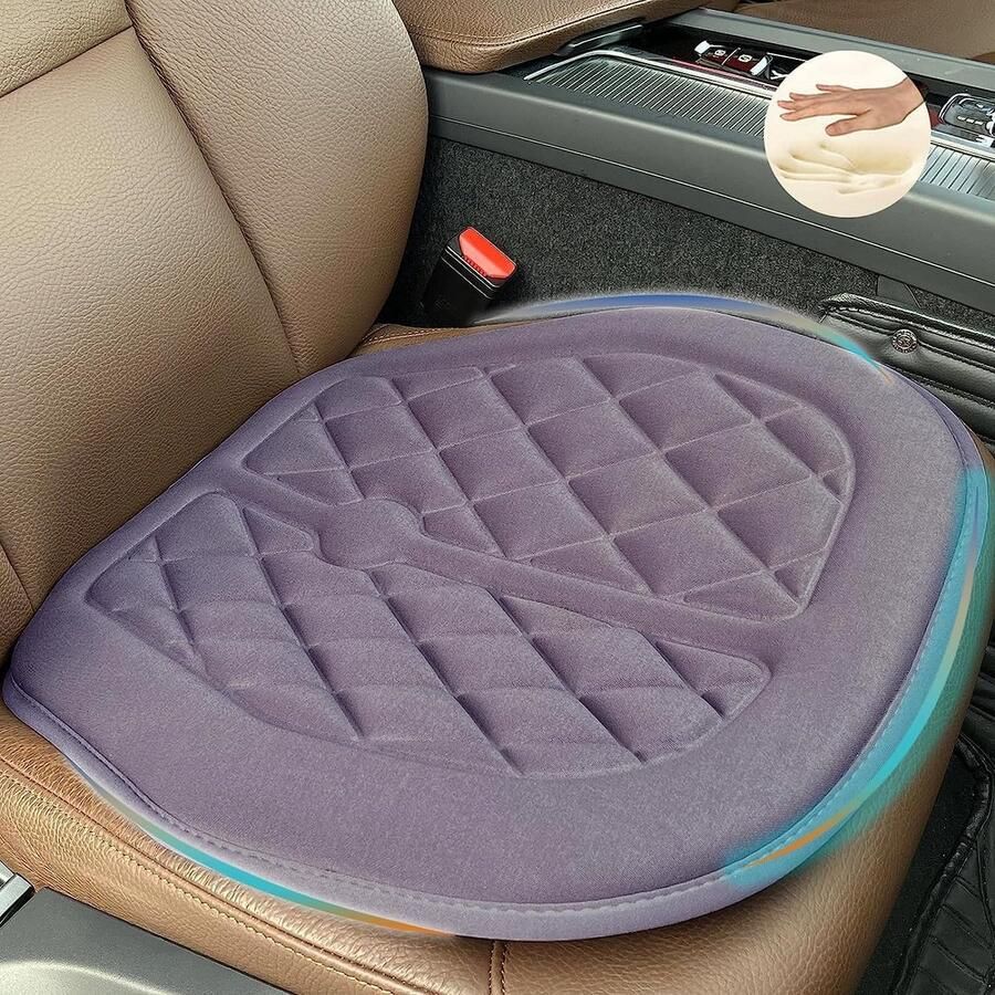 ShopHaven Zitkussen Auto Memory Foam Orthopedisch Kussen voor Autostoelen Bureau Stoelen en Alle Stoelen Grijs Verhoogd Comfort en Ondersteuning