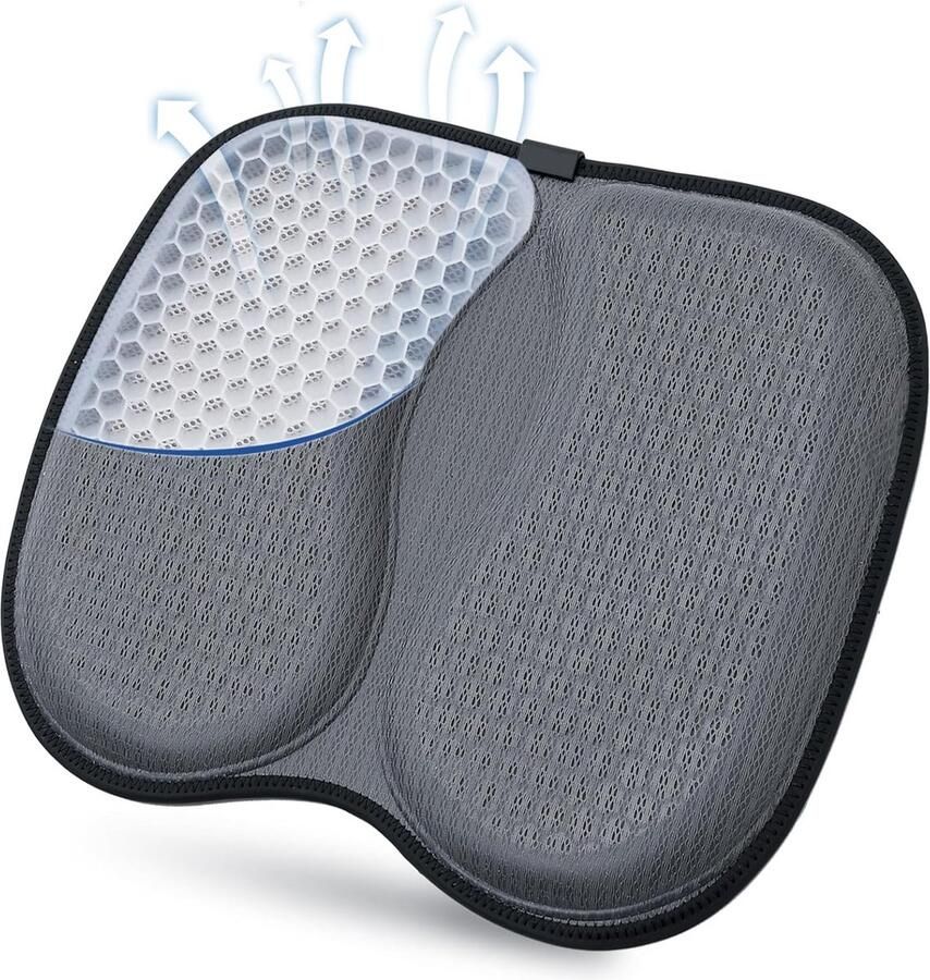 ShopHaven Zitkussen Memory Foam Ergonomisch Stuitbeen Kussen Comfortabel Kussen voor Kantoorstoel en Auto Pijnverlichting Sciatica en Aambeien Ademend Grijs Kussen