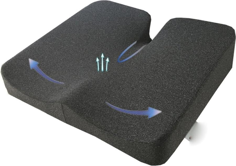 ShopHaven Zitkussen voor Bureaustoelen Memory Foam Drukverlichtend Zitkussen Comfortabel Stuitkussen voor Stoelen Autostoelen en Rolstoelen Grijs