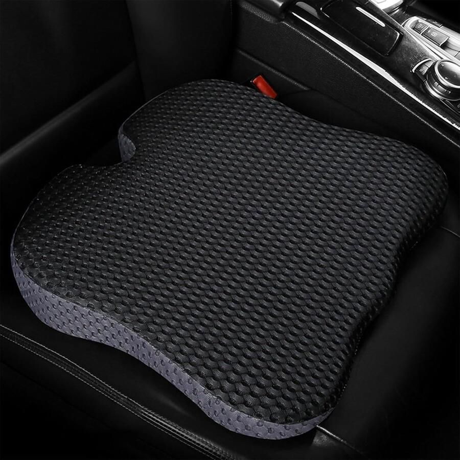 ShopHaven Zitkussen Wedge Memory Foam Orthopedisch Kussen voor Auto- Bureau- en Stoelen Ergonomisch Zitkussen voor Auto Bureau en Stoelen Zwart Grijs