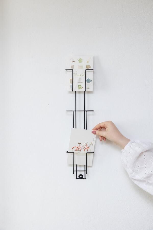 Shophouse Set van twee kaartenrekjes folderhouders voor 3x A6 staand (zwart)