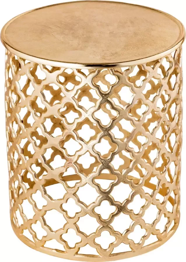 ShopMaatje Decoratieve metalen Bijzettafel Cairo ø 40 x 45 cm Aluminium Goud Oriental